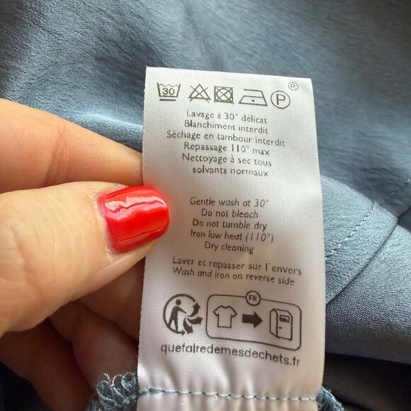 Sezane Sandy Midi Skirt Womens Size 36 US 4 Ice Blue Satin Minimalist Parisian - Picture 8 of 11